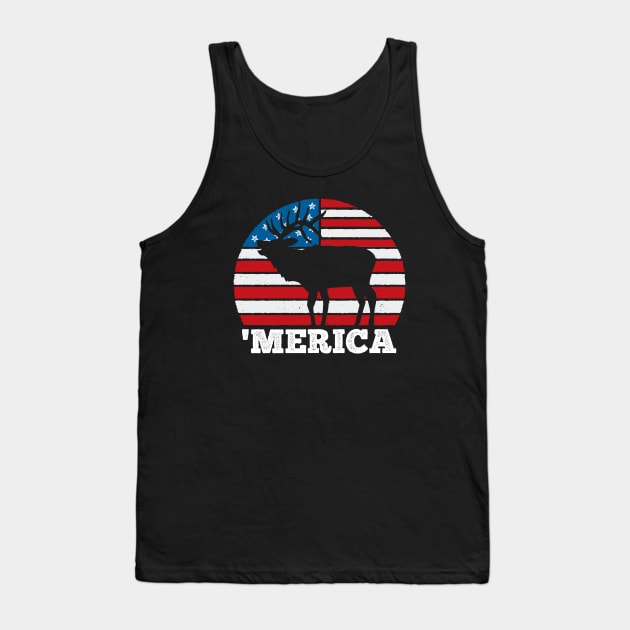 Merica Vintage Sunset Deer Hunter USA Outdoors Tank Top by DetourShirts